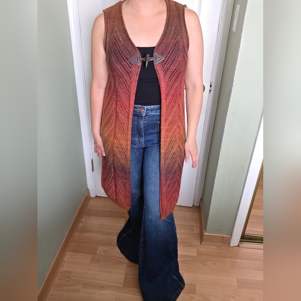Back In The Saddle Knit Gradient Cardigan Sweater Vest Western Boho Rodeo S - Picture 2 of 10